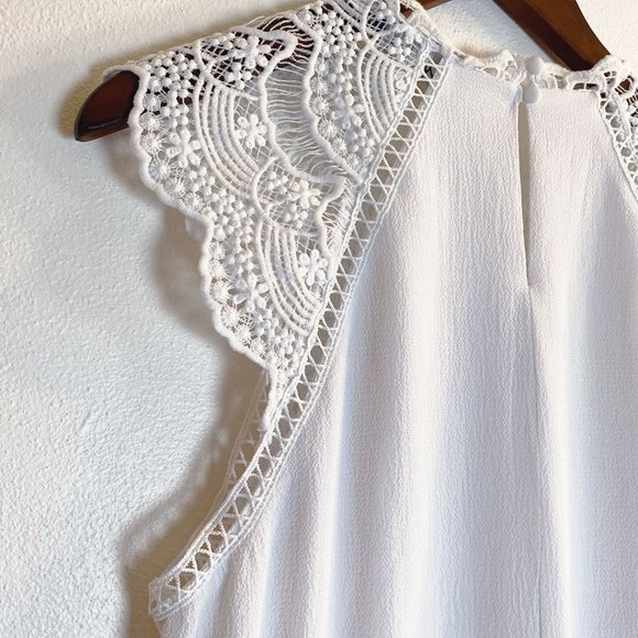 LULU's White Hey Doll Ivory Lace Shift Mini Dress, Medium - Picture 6 of 10